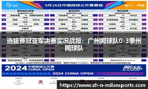 选拔赛冠亚军决赛实况战报：广州网球队0-3泰州网球队